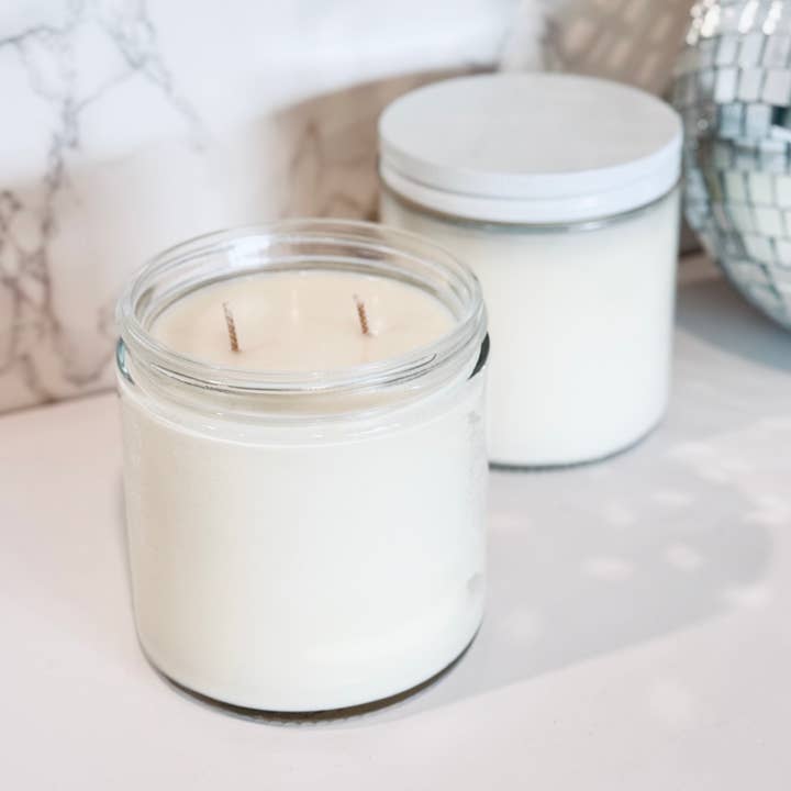 12 oz Soy Scented Candle White Lid - Private Label/Unbranded for wholesale by Candle Cabana