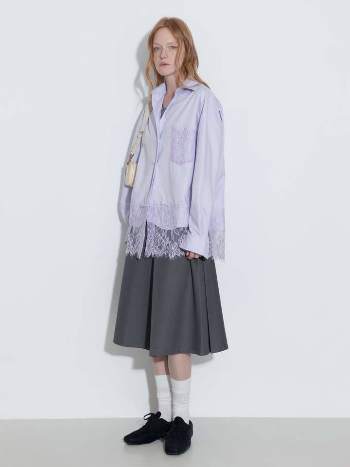 CUBIC – wholesale Buttoned-down shirt – Women's – Lace Panel Shirt16