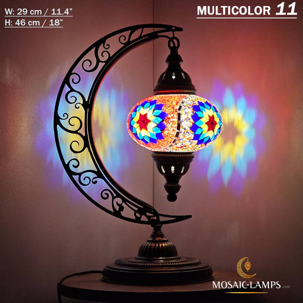 Mosaic Lamps - Wholesale Accent/Desk Lamp - 10+ Colors - Moroccan Moon Table Lamp, Arc, Murano Crescent45
