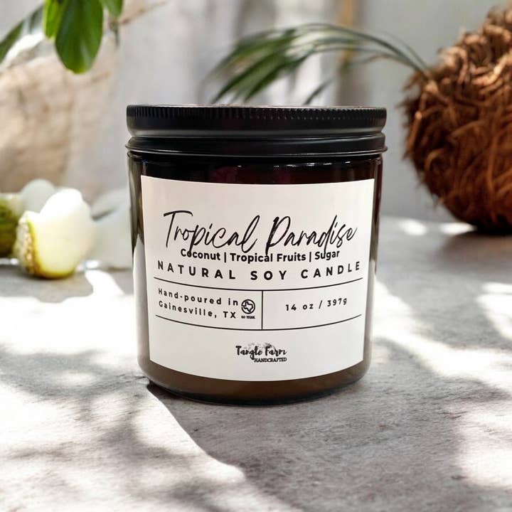 Tropical Paradise Soy Candle for wholesale by Tangle Farm Handcrafted