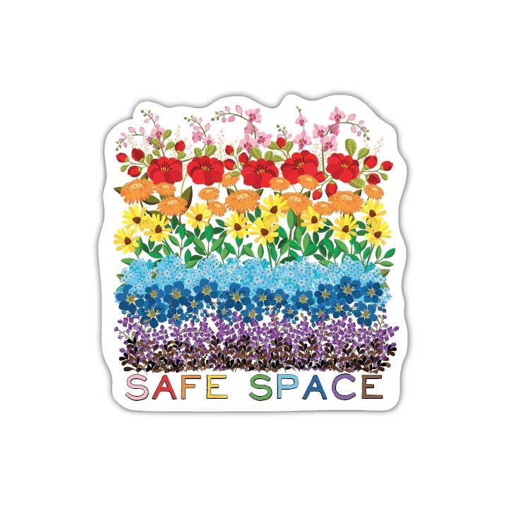 Merrily Paper - Wholesale Sticker - LGBTQ+ Safe Space Floral Rainbow Sticker1