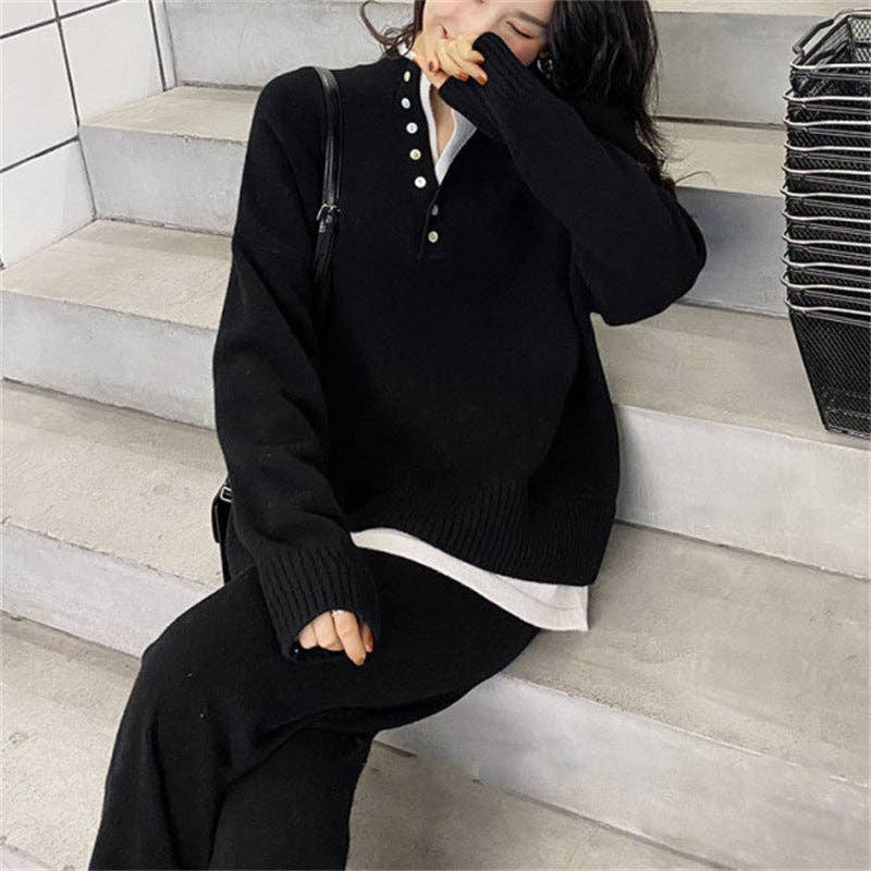 Marayn - Wholesale Lounge Set - Women's - Chic Knit Sweater  WideLeg Pants Autumn Set26