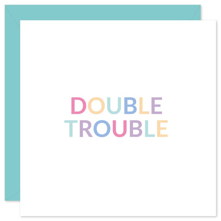 Double Trouble New Baby Twins Card for wholesale by Purple Tree Designs