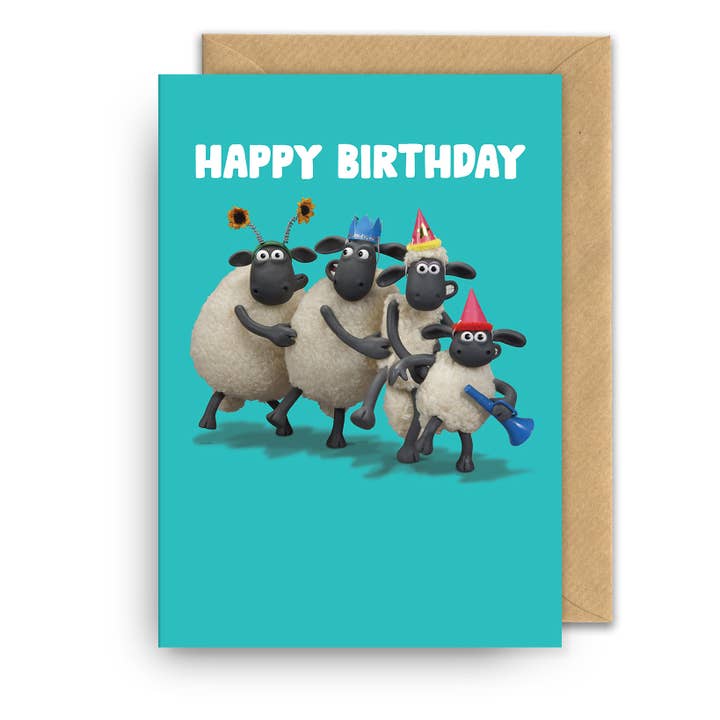 Geburtstagskarte | Shaun das Schaf | Geburtstags-Conga-Linie für den Großhandel von Hype Associates Ltd