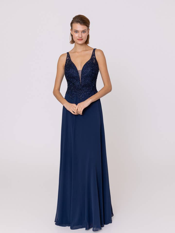 Alice'Desir - Wholesale Gown - Women's - A-line dress with V-neck, floor-length, lace5