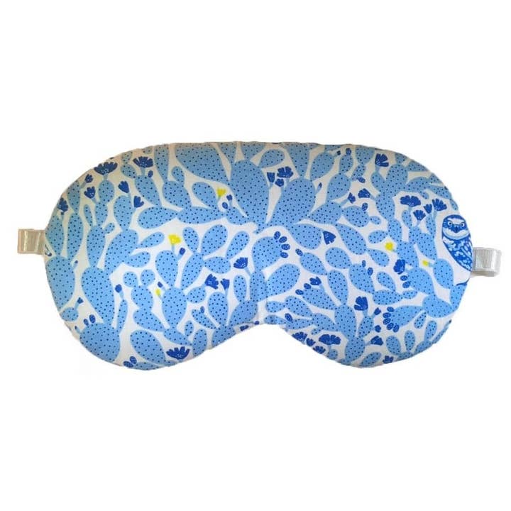 Prickly Pear Owls Blue - weighted Crystal Sleep Mask for wholesale by Sleep Crystals