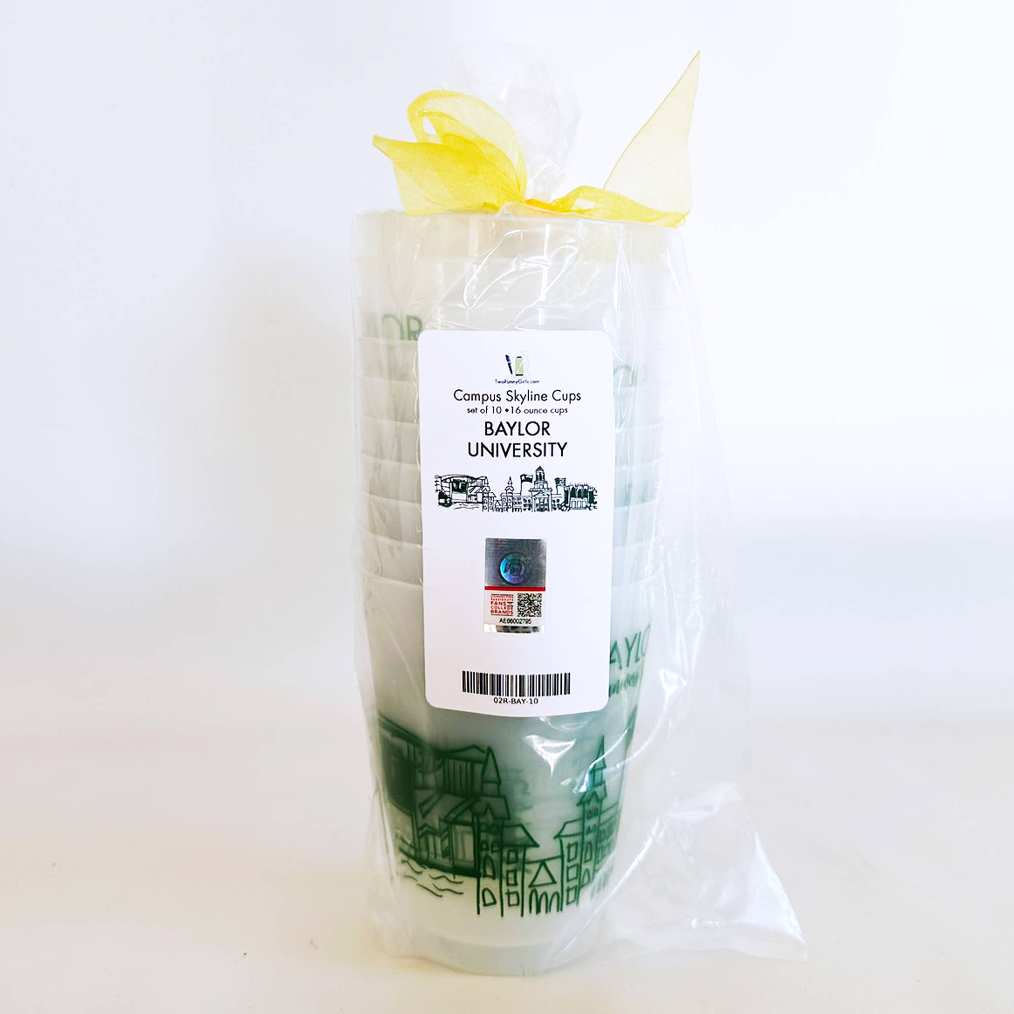 Two Funny Girls - Vente Gobelets jetables - Lot de 10 gobelets incassables {Baylor University Skyline-Waco}3