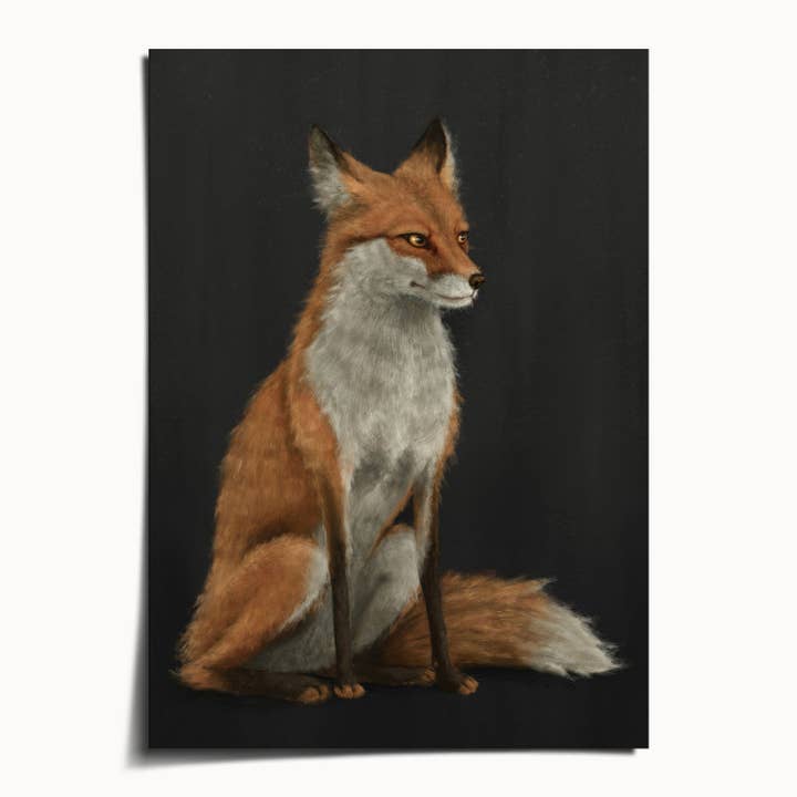 The Ugly Cat Studio - Wholesale Art Print - Red Fox Fine Art Print - Blue Edition5
