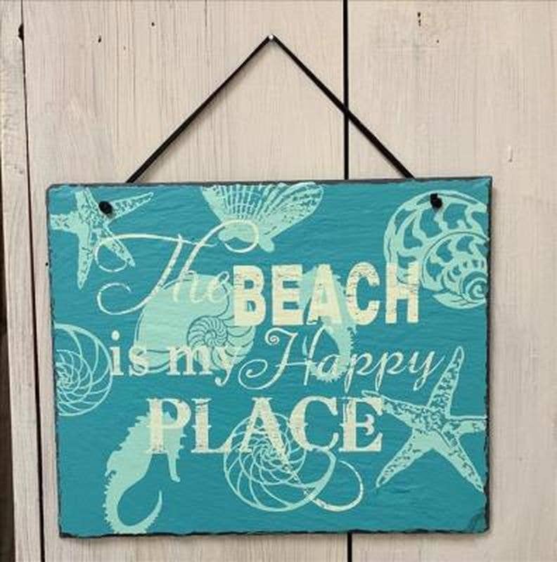 DNS Designs – wholesale Sign – Beach Happy Place Slate Hanger0