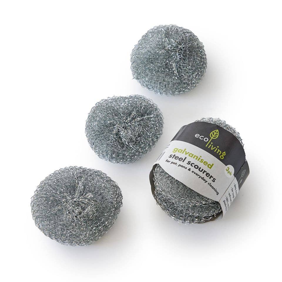 ecoLiving – wholesale Cleaning sponge – Steel Scourers - 3 Pack - 1 Unit3