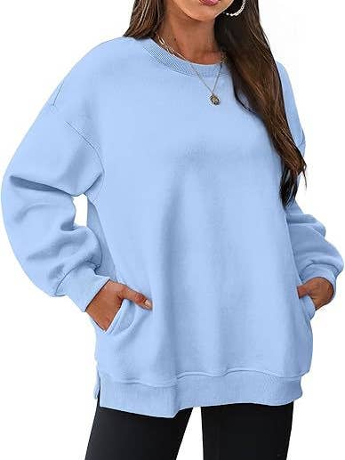 Rosa Clothing - Wholesale Sweatshirt - Women's - basic plain r-neck loose lightweight fleece sweatshirt