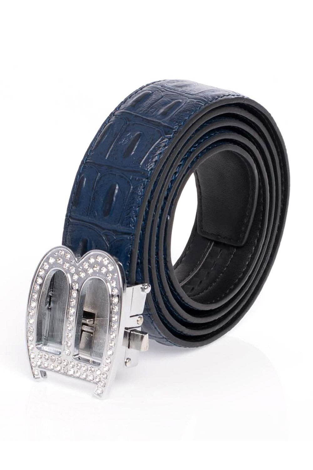 BARABAS – wholesale Belt – Men's – Men's Rhinestone B Letter Buckle Leather Belt BK81024