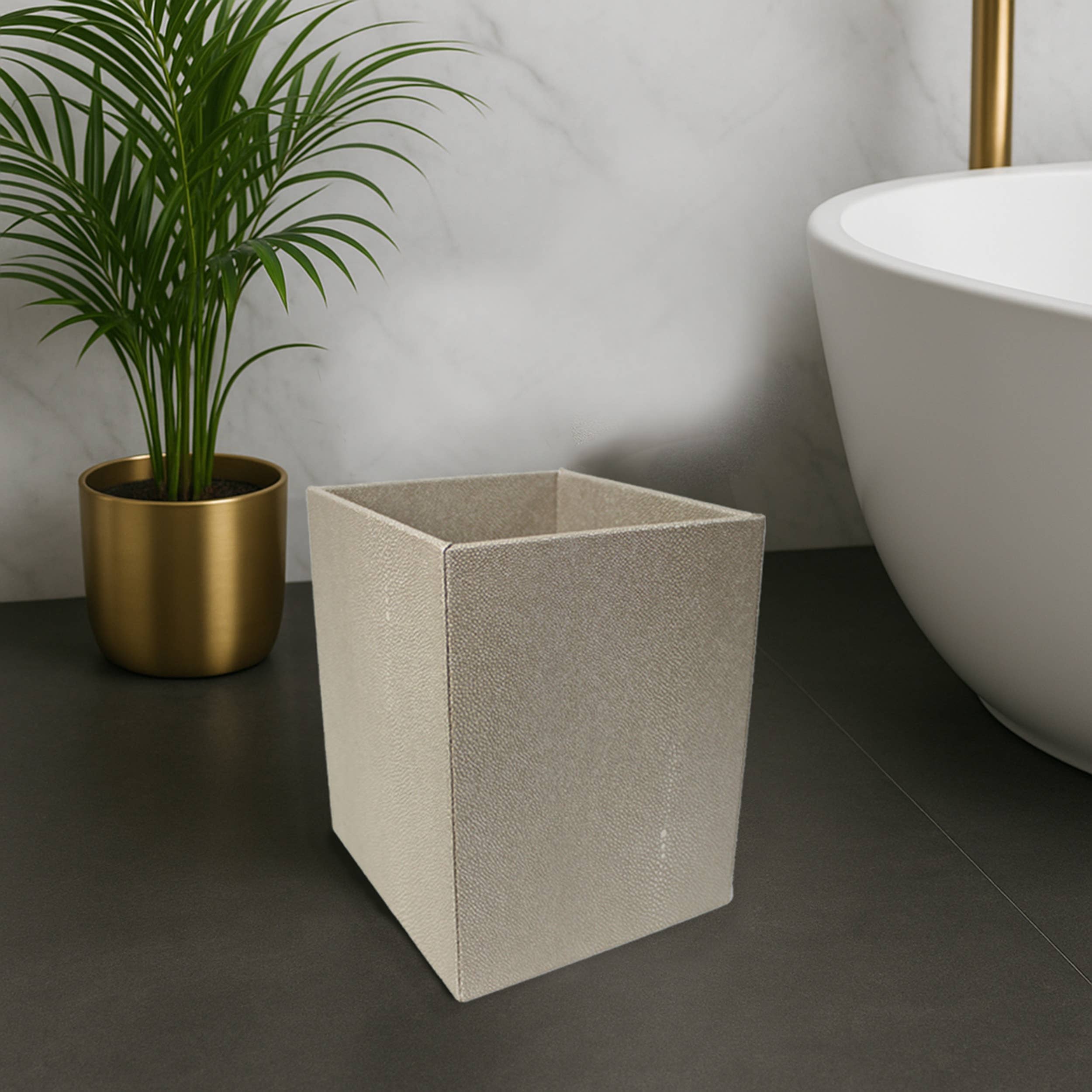 Signature Home Collection GmbH - Wholesale Trashcan/Trash Bin - Square wastebasket stingray beige trash can faux leather leather4