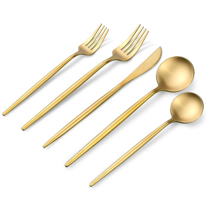 TAJ-FW-108 TAJ Moderna Flatware Matt Gold Service For 4 Dishwasher Safe for wholesale by TAJ Designs