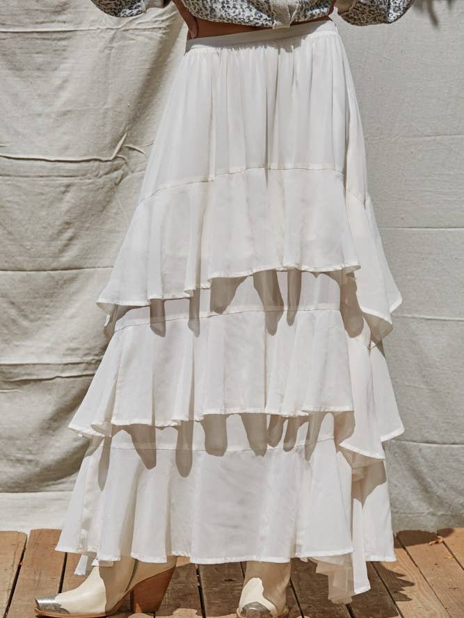 L8872 | Gonna Midi a Strati in Chiffon di Poliestere Intrecciato per la vendita all'ingrosso da parte di By Together