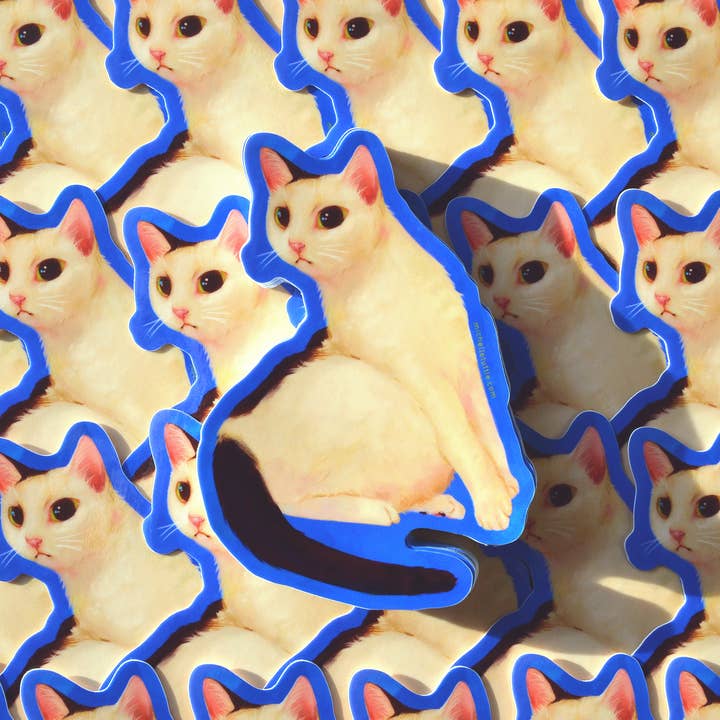 Nosey Cat Sticker // 3x3.5 Inches, Glossy Finish, UV Protected & Waterproof for wholesale by Michelle Tuttle Studio