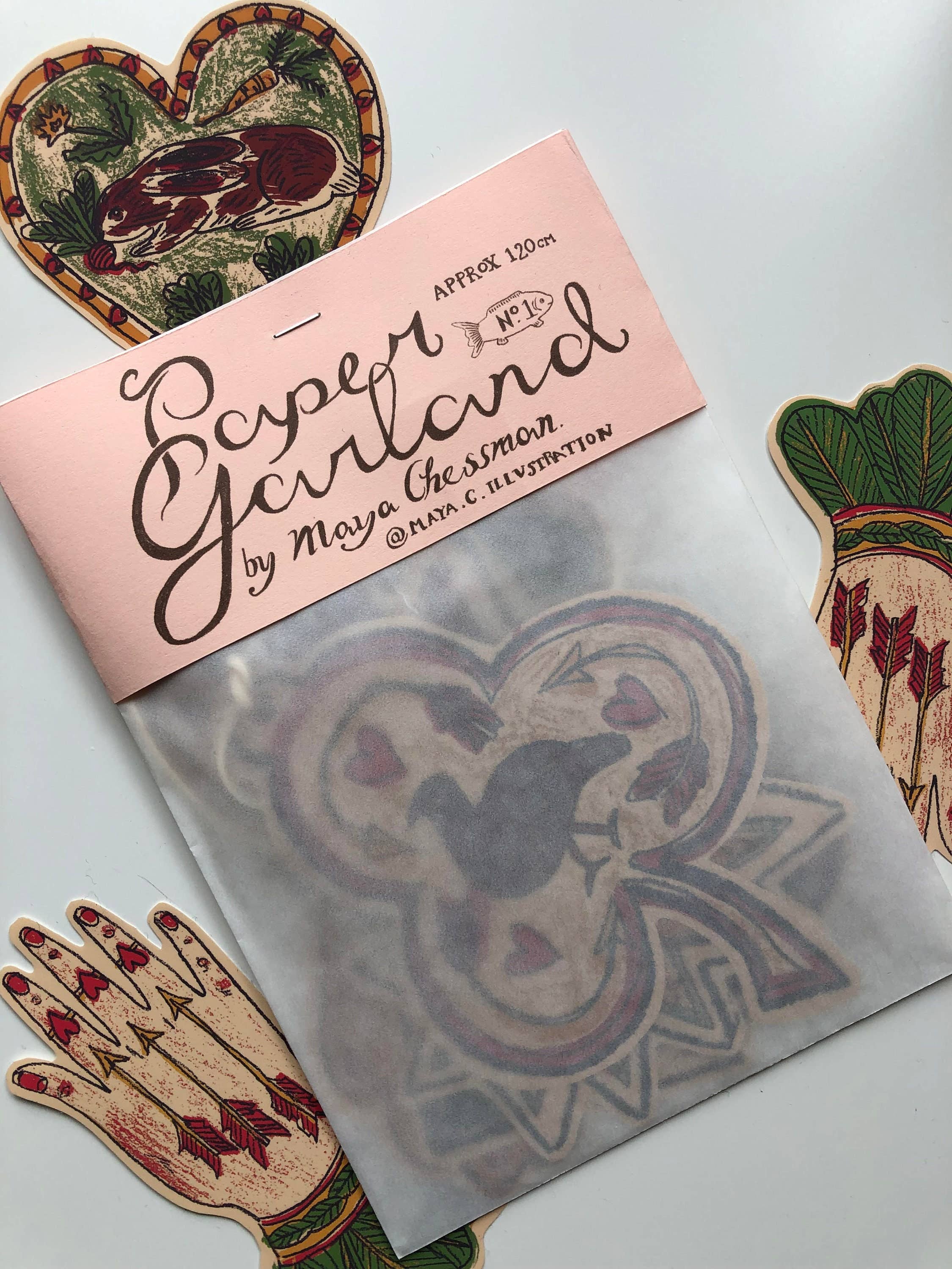 Tulips and Heather - Vente Fanion/guirlande - Guirlande en papier illustrée - Lapin Radis Mains et Cœur1