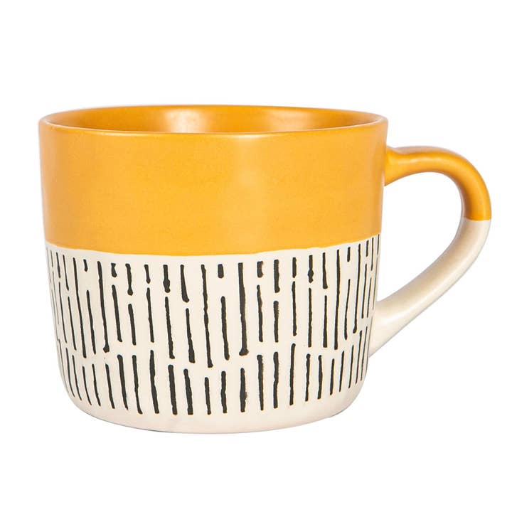 Nicola Spring Ceramic Dipped Dash Coffee Mug 385ml Mustard for wholesale by Rinkit Ltd