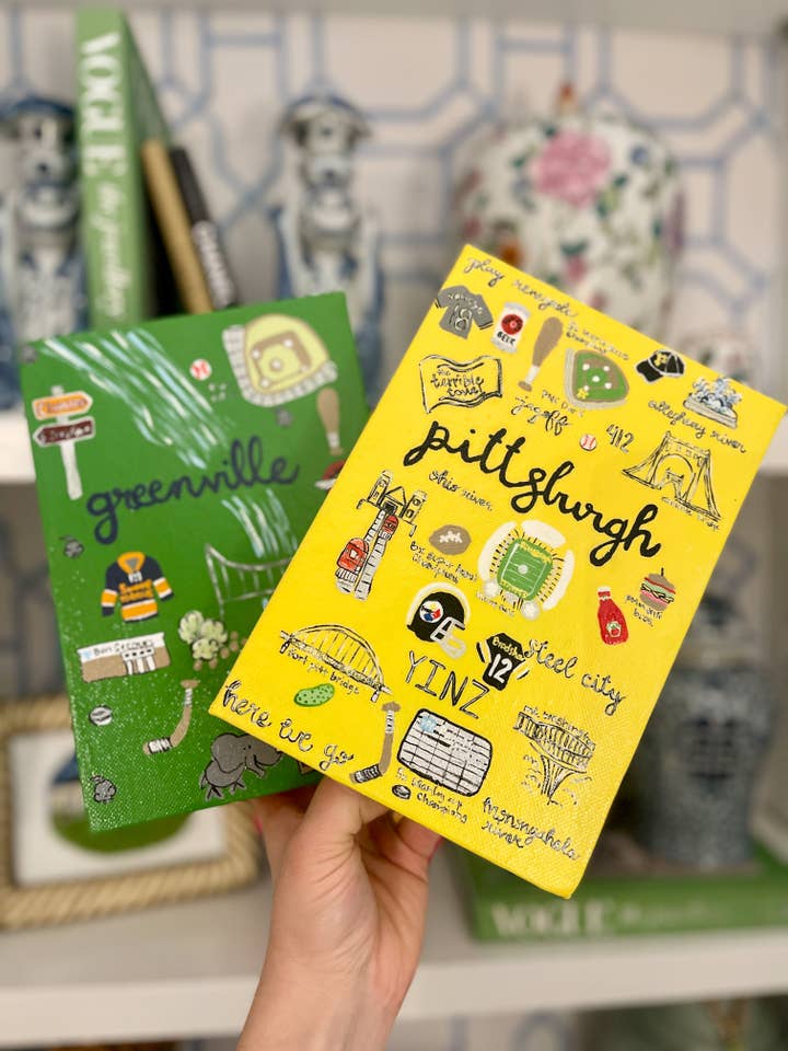 custom hand-painted storage book for wholesale by millie b & co