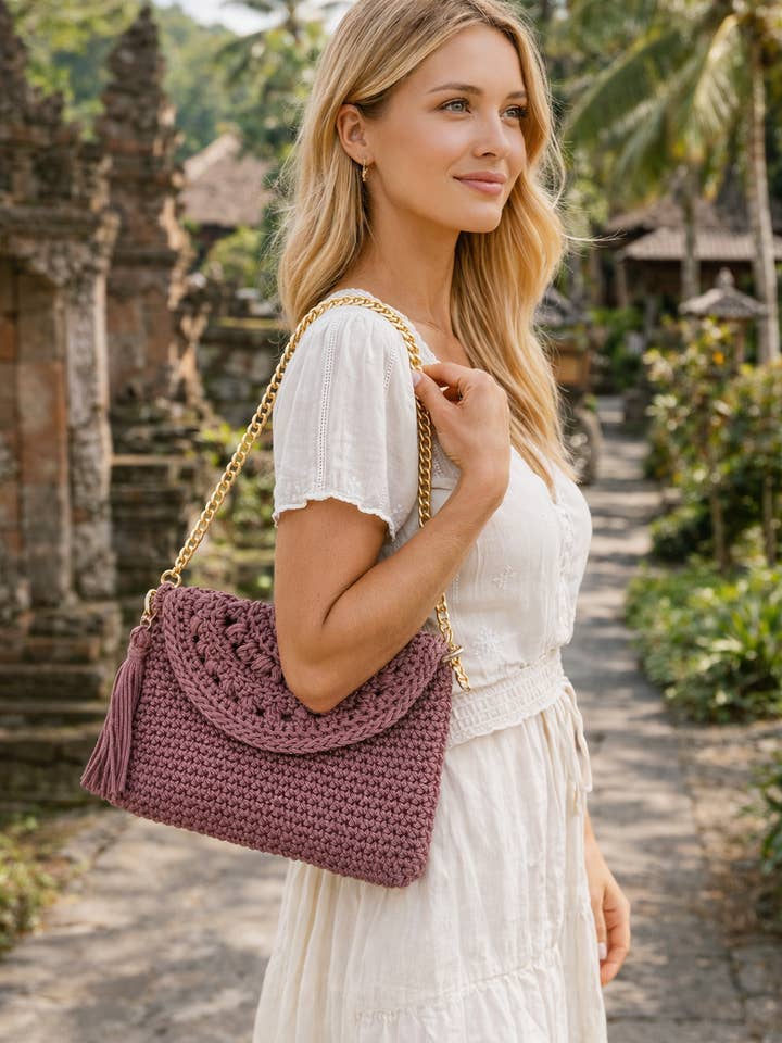 Handcraft Macrame Crochet Bag Evening Clutch Bag for Women for wholesale by CHQEL