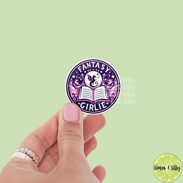 Fantasy Girlie Dragon Book Vinyl Sticker | Book Sticker | Water Bottle Sticker | Bookish Stickers | Kindle Stickers | Book Lover | Romantasy for wholesale by Limes & Lilly