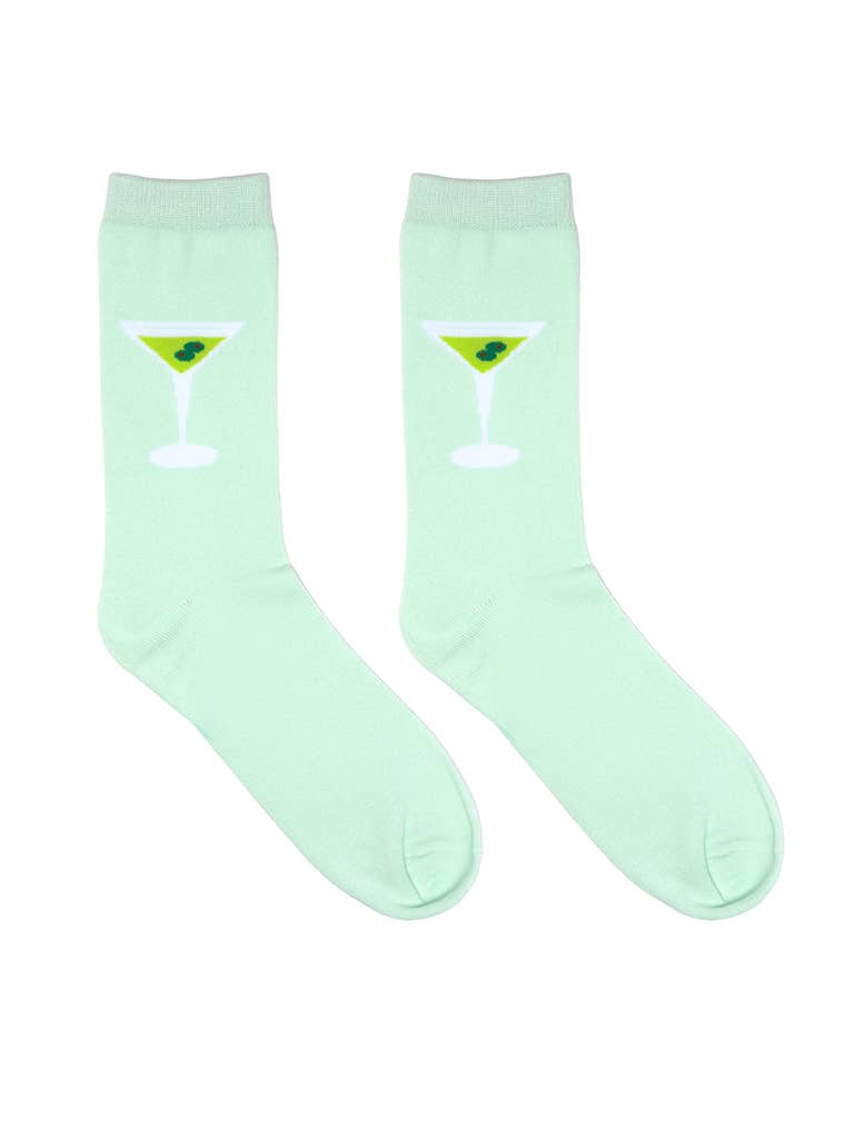 Living Royal - Wholesale Socks - Unisex - 3D Packaged Crew Socks - Martini Glass - Green2