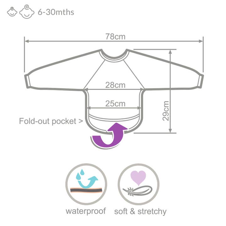 Bibetta - Venta al por mayor Babero - Bebés - UltraBib™ - Babero de Neopreno Impermeable para el Destete con Mangas