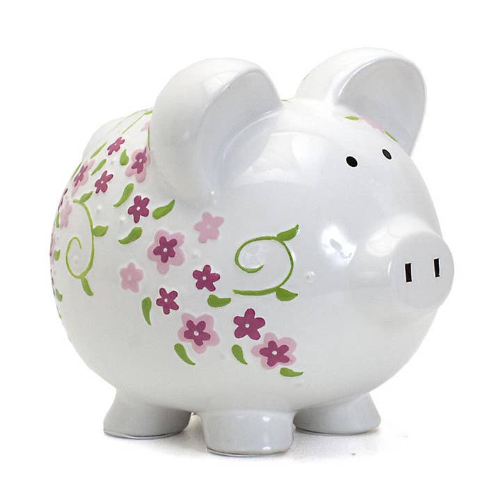 Shabby Chic Floral Piggy Bank for wholesale by Child To Cherish®