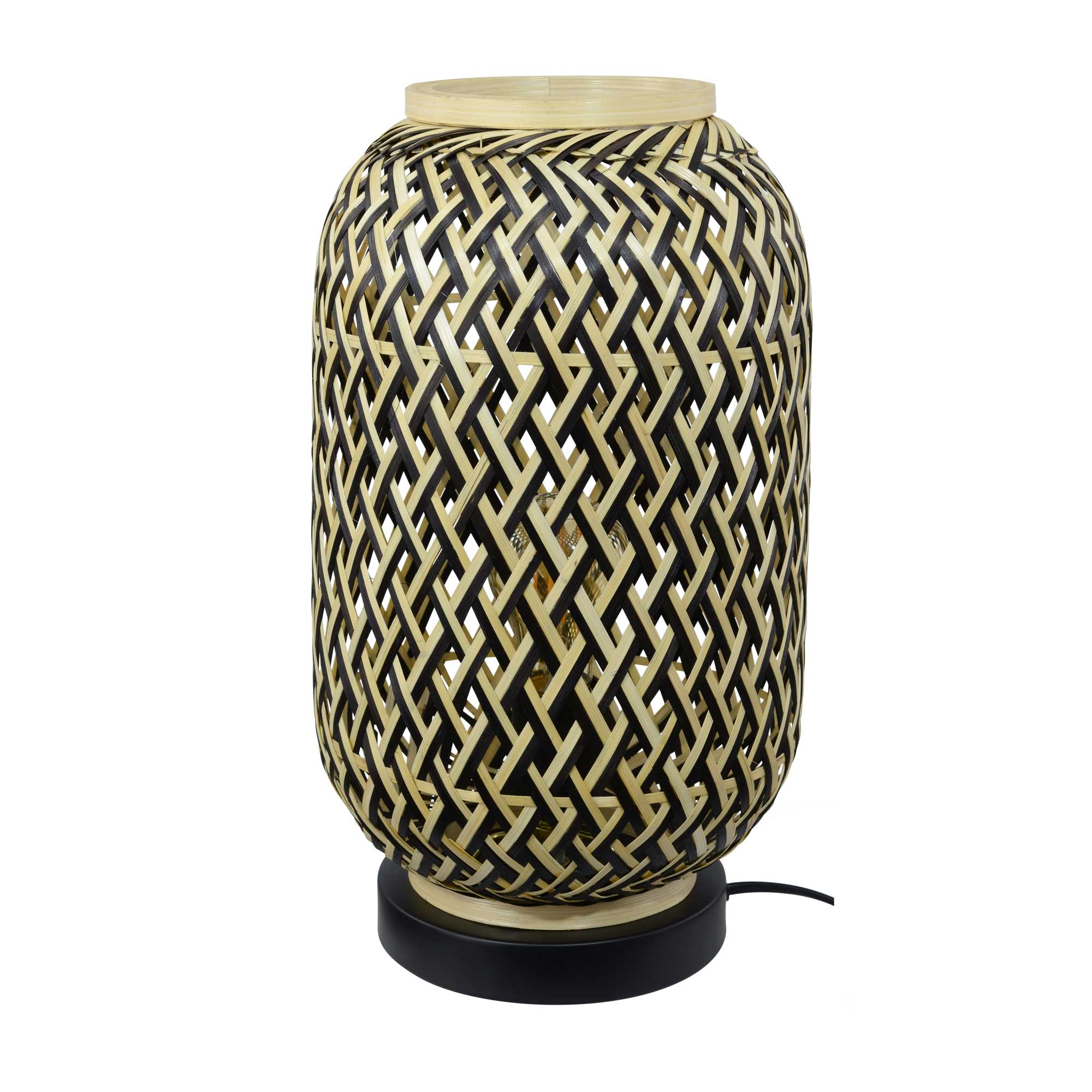 C-Création - Vendita all'ingrosso Lampada da pavimento - Lampada da tavolo Minelle in bambù naturale intrecciato e nero1
