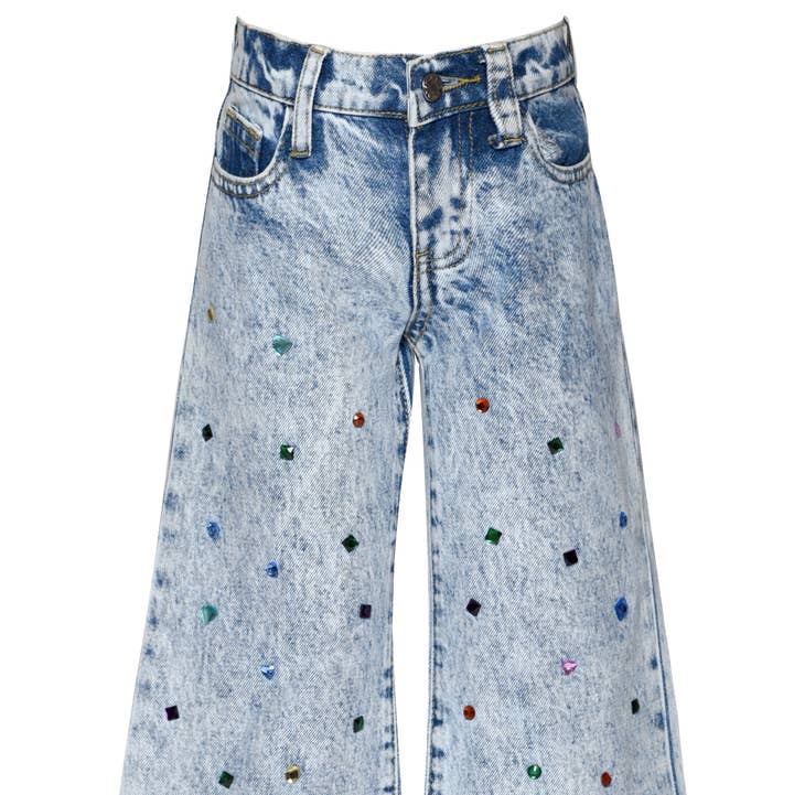 Acid Wash Denim Pants W/ Rhinestones for wholesale by Hannah Banana , Baby Sara