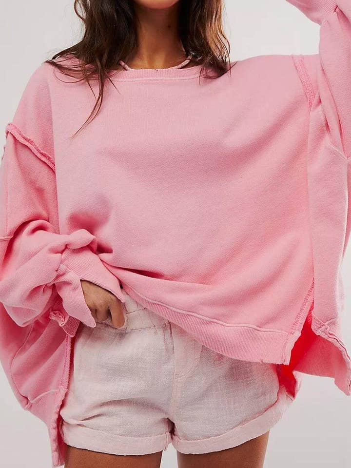 Dipped Shop - Wholesale Hoodie - Women's - Solid Color Round Neck Split Hoodies DPH1638