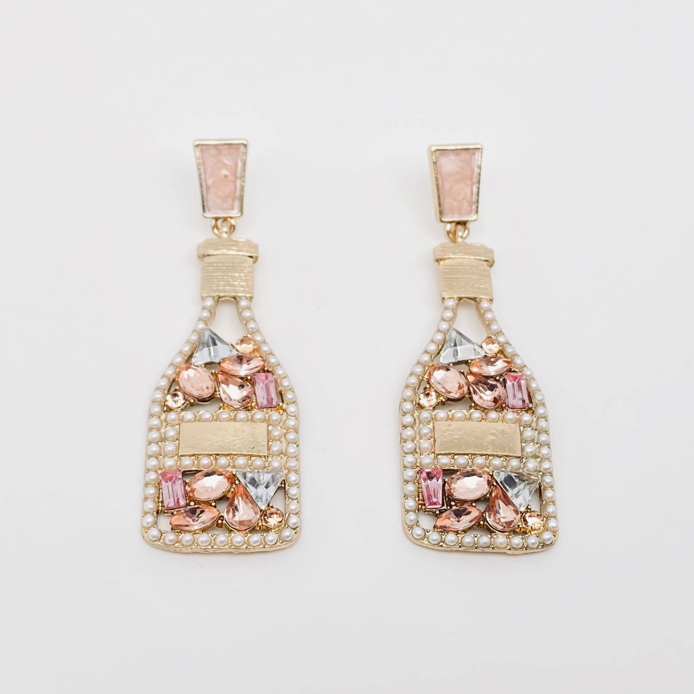 Mio Queena – Brincos de argola por atacado – Brincos de garrafa vazada com strass e pérola falsa6