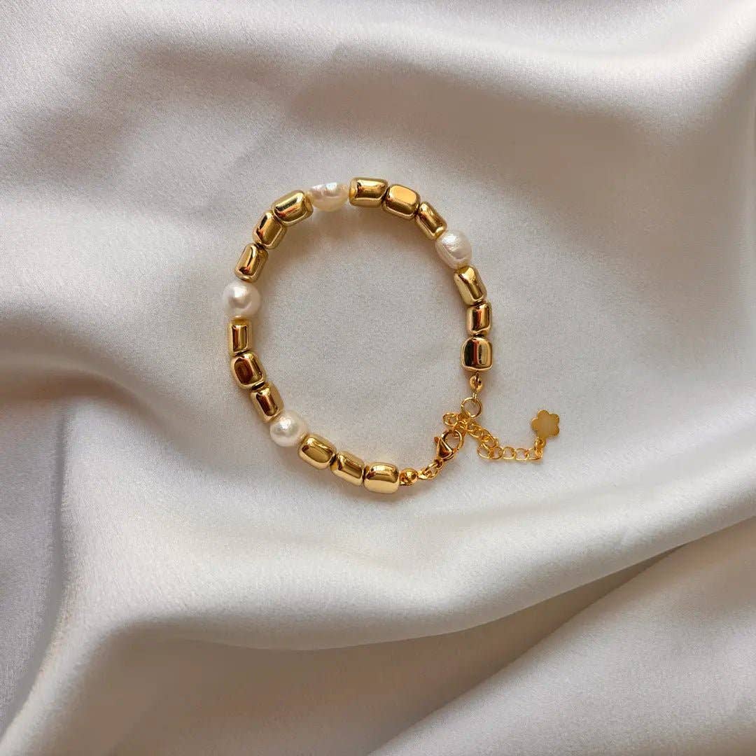 OE! - Wholesale Beaded Bracelet - Costa d’Oro - Bracciale in Ematite e Perle d’Acqua Dolce sfaccettate1