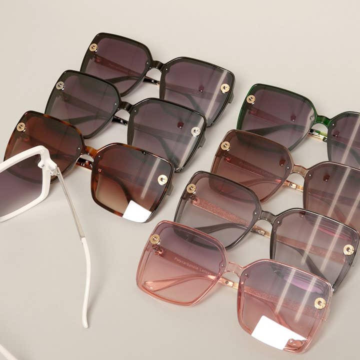ASSORTED COLOR Women's Rectangular Shape Oversized Sunglasses for wholesale on Faire
