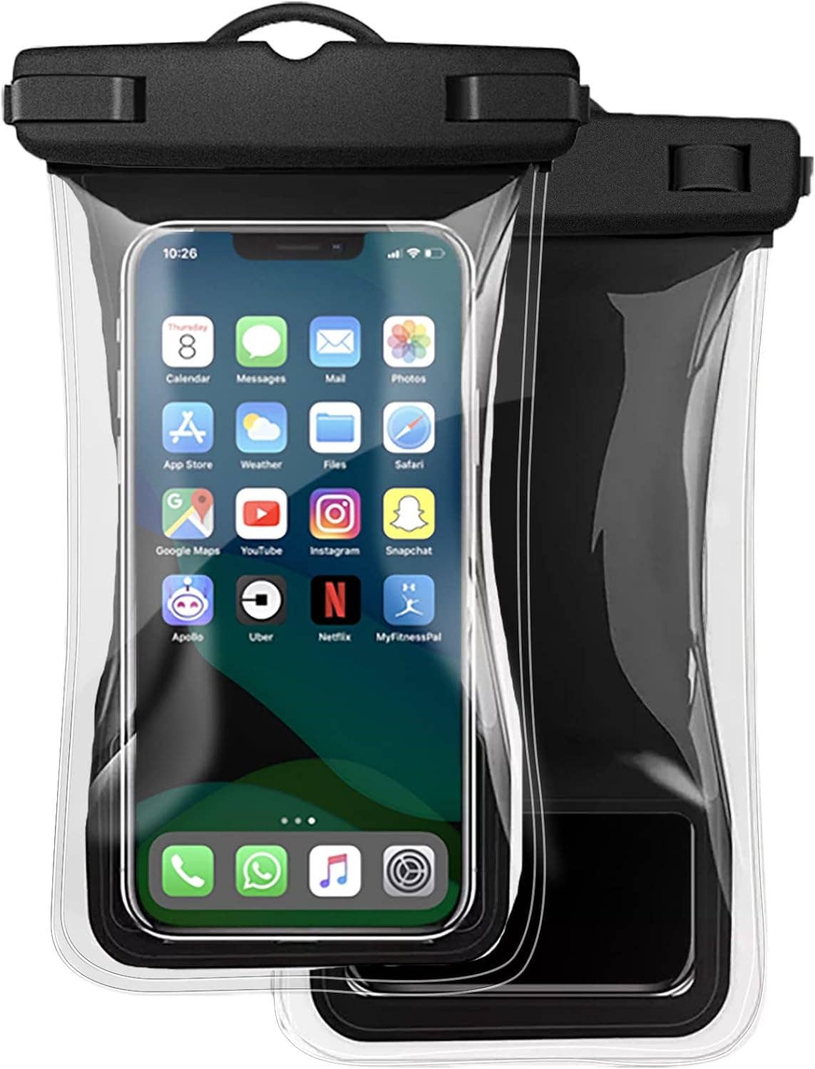 Infinite Basics – wholesale Telefonfodral - Unisex – 2-pack flytande vattentät iPhone-telefonväska (patenterad luftkammare) Flytande vattentät torrväska - sommartillbehör för strand, båtliv (passar iPhone 13, 14 Pro Max och Samsung s22, s23 Ultra)6