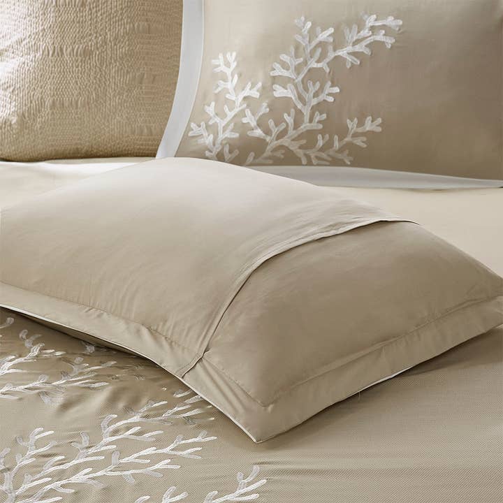 Olliix - Wholesale Bedding Set - Coastal Coral Seaside 6-Piece Comforter Set, Taupe