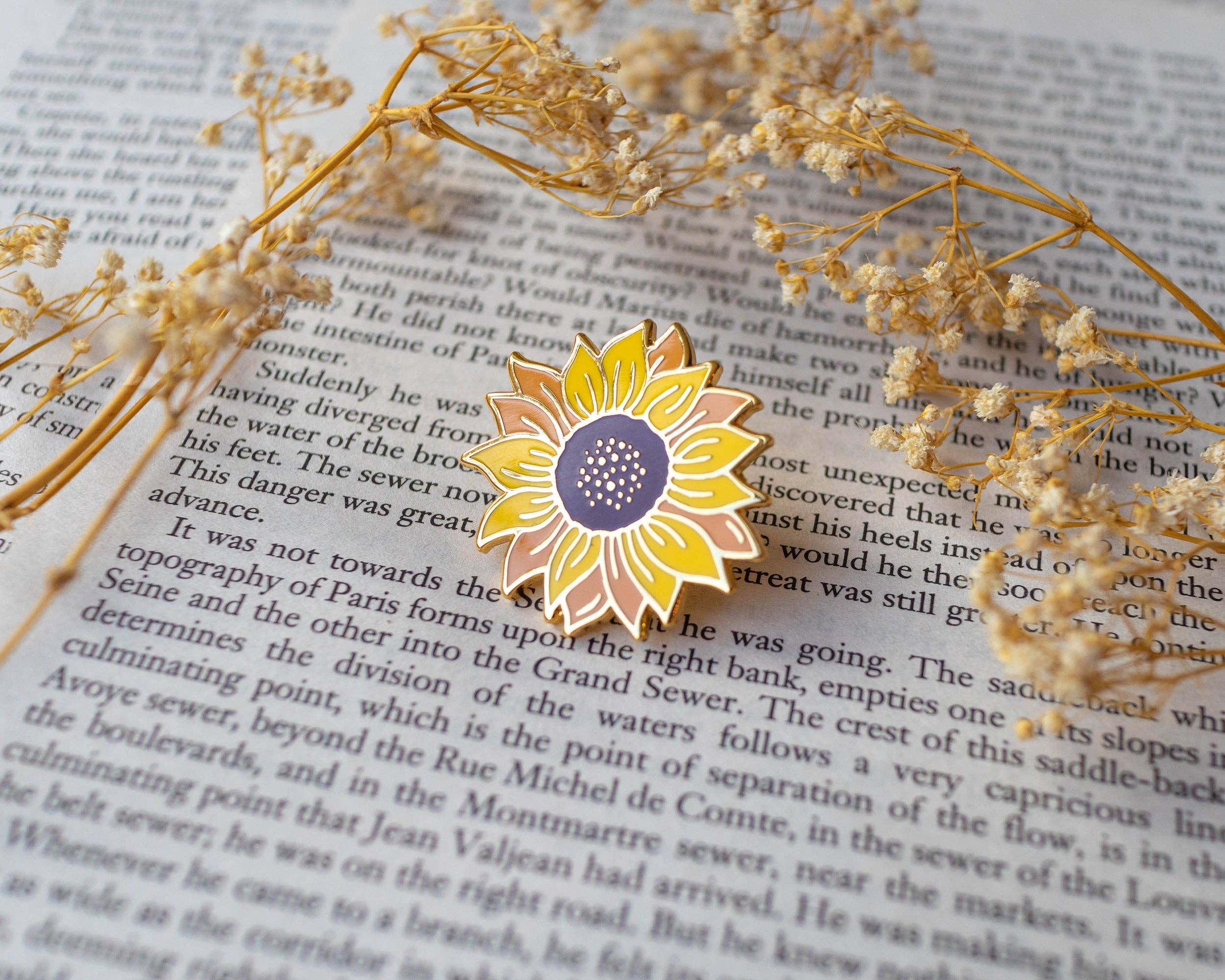 Basically Britt - Wholesale Lapel Pin/Button - Sunflower Enamel Pin Yellow1