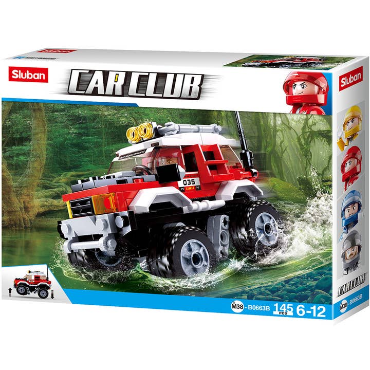 Car Club Offroad Building Brick Kit, Red (145 Pcs) for wholesale by Texas Toy Distribution