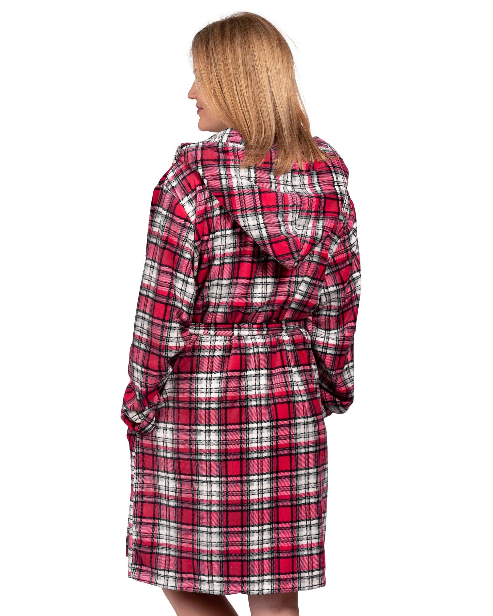 LATTELOVE – wholesale Robe – Women's – Coffee Shoppe Micropolar Fleece Print Plaid Lounge Robe1