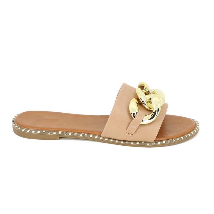 REMOVED BRAND - Vente Sandales – femme - Sandales plates à chaîne dorée surdimensionnée Micah82