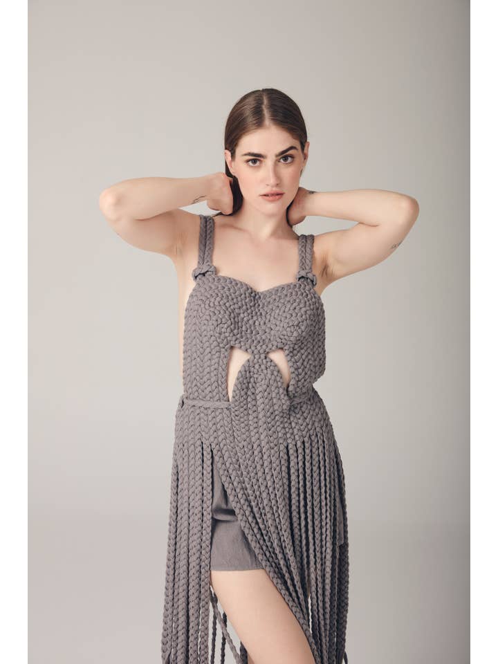 Various Color Options 9008 Cotton Dress with Braids for wholesale on Faire
