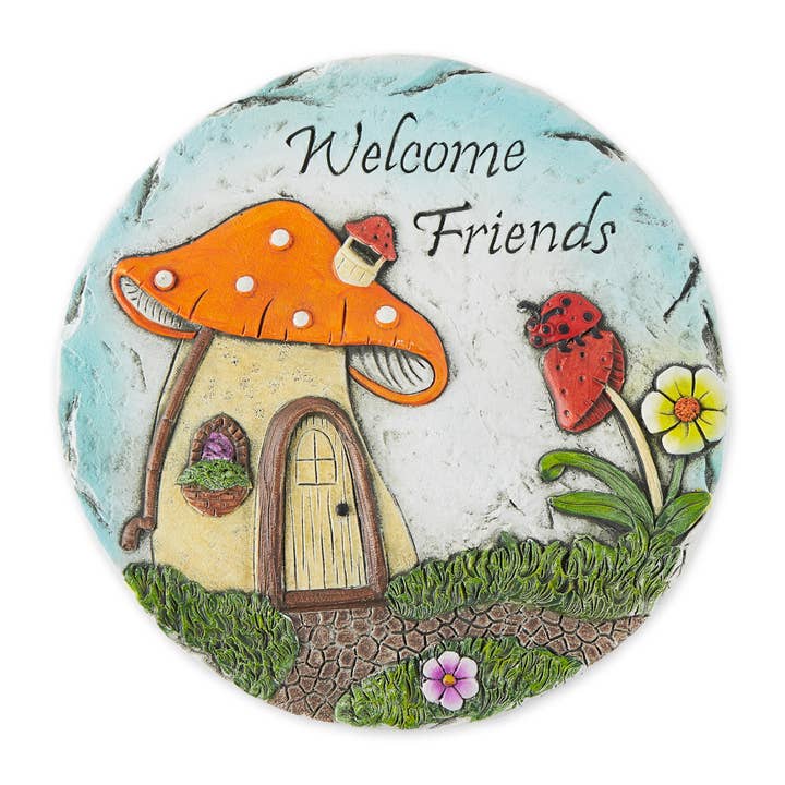 Welcome Friends Stepping Stone Mushroom for wholesale by Zingz Home