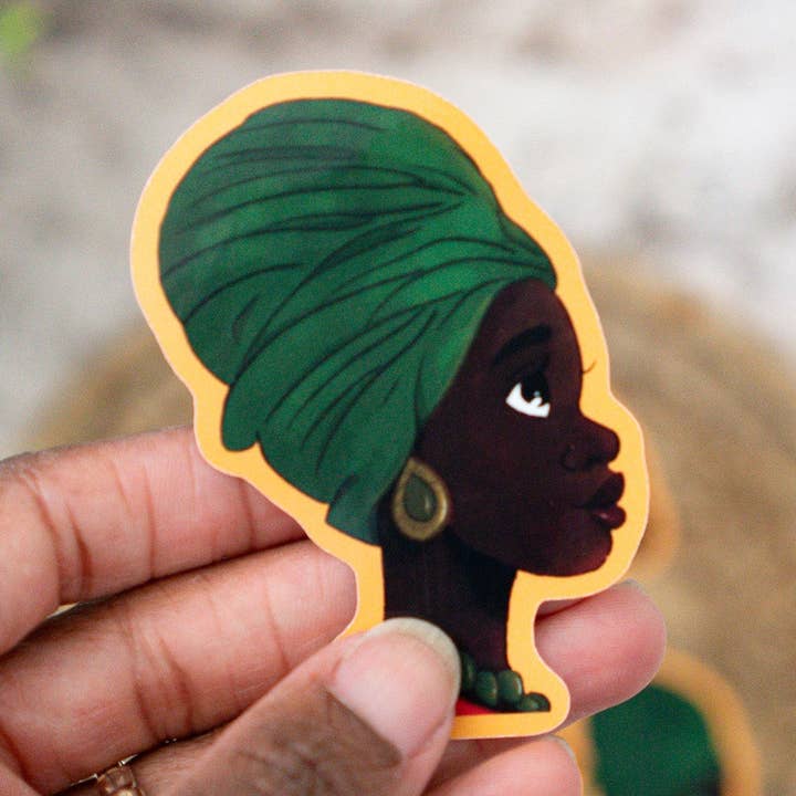 Dunkelhäutiger Queen Die Cut-Aufkleber für den Großhandel von Pounded Yam Productions