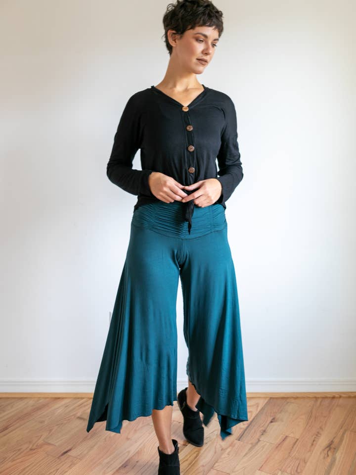 Paramita Designs - Wholesale Pants - Women's - Ruched Waistband Wide Leg Gaucho Pants2