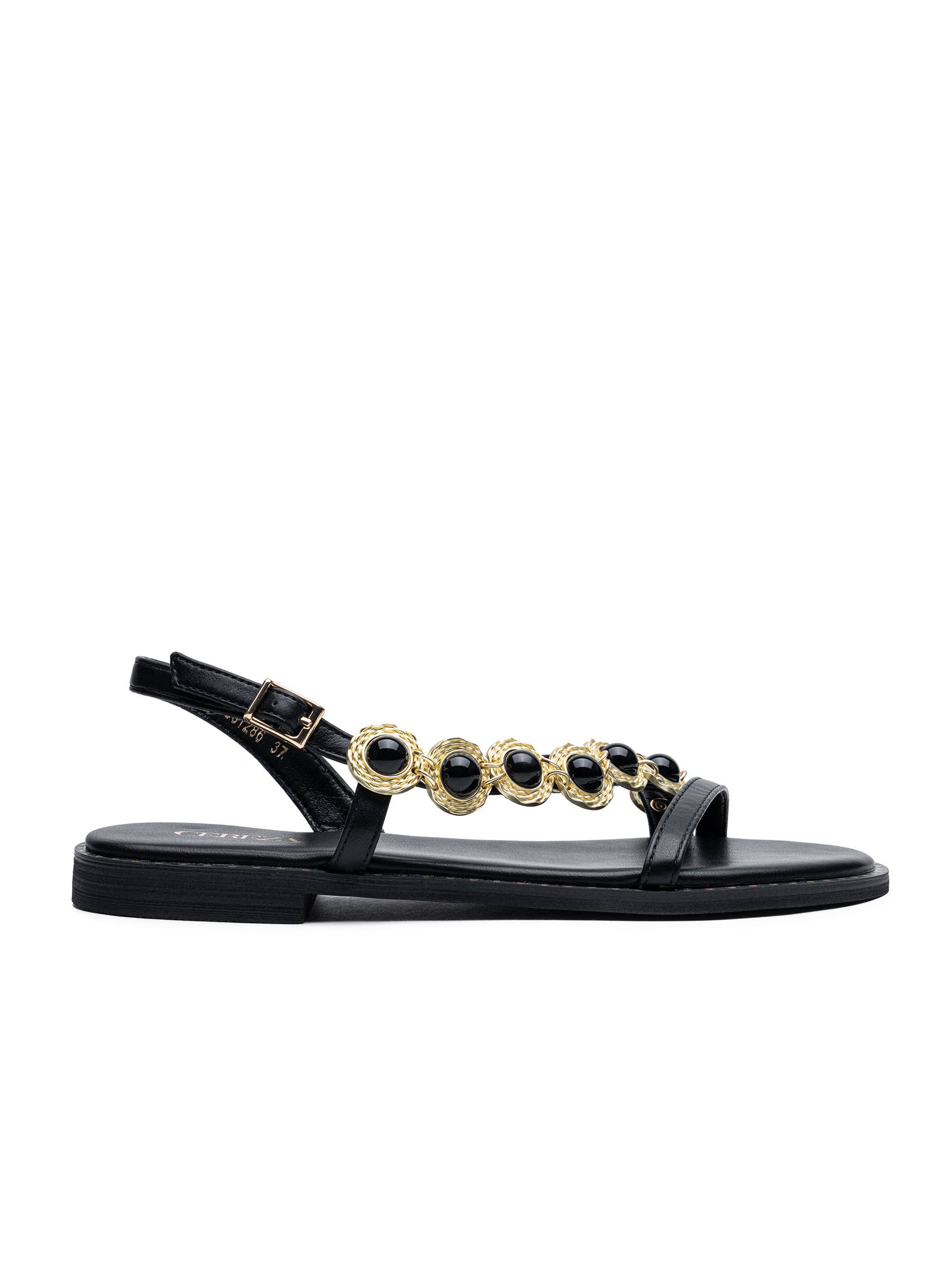 CEREZA - Vente Sandales – femme - Sandales plates avec bride ornée de pierres précieuses0