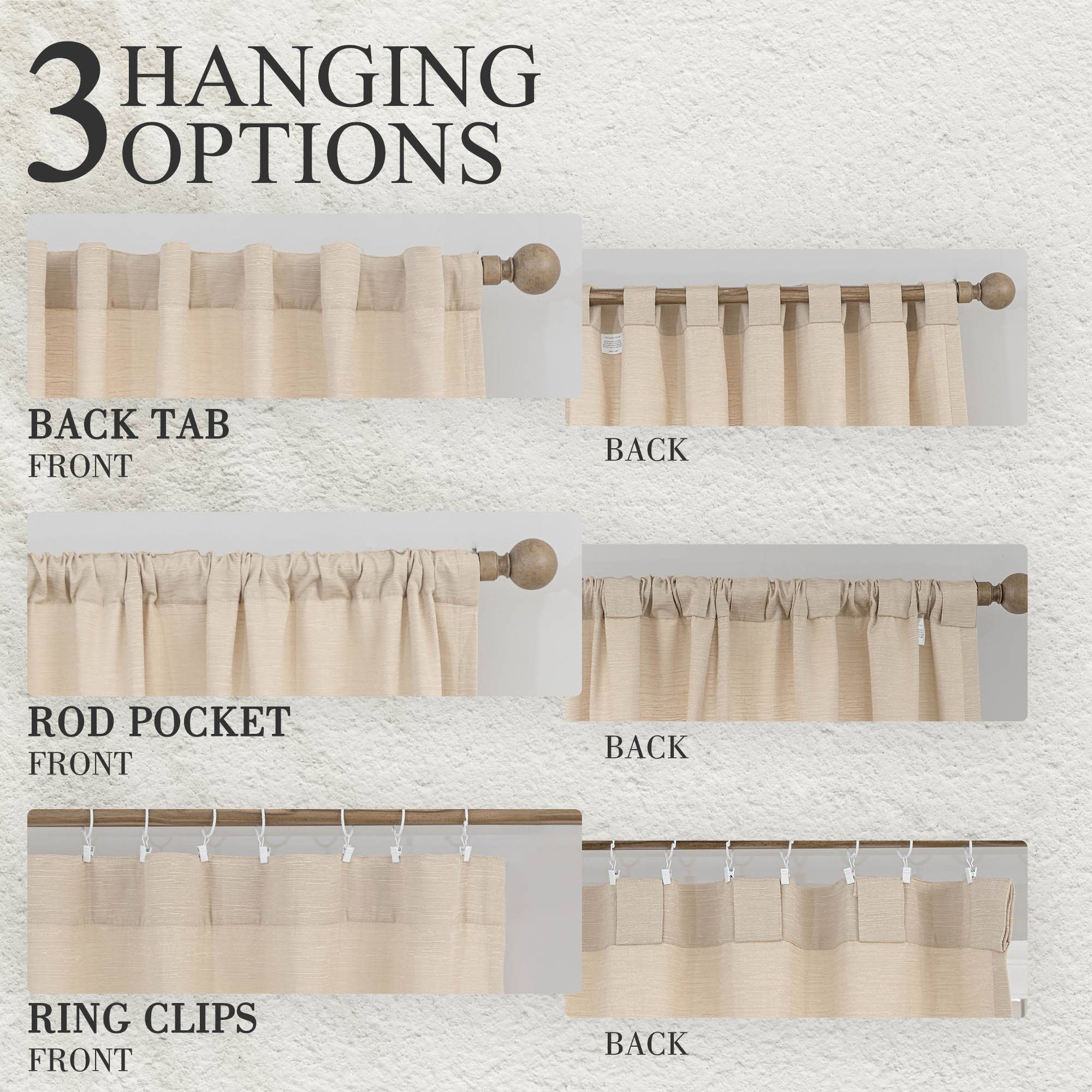 Awesome Home - Wholesale Curtain - Cotton Blend Light Filtering Back Tab Curtains (2 Panels)38