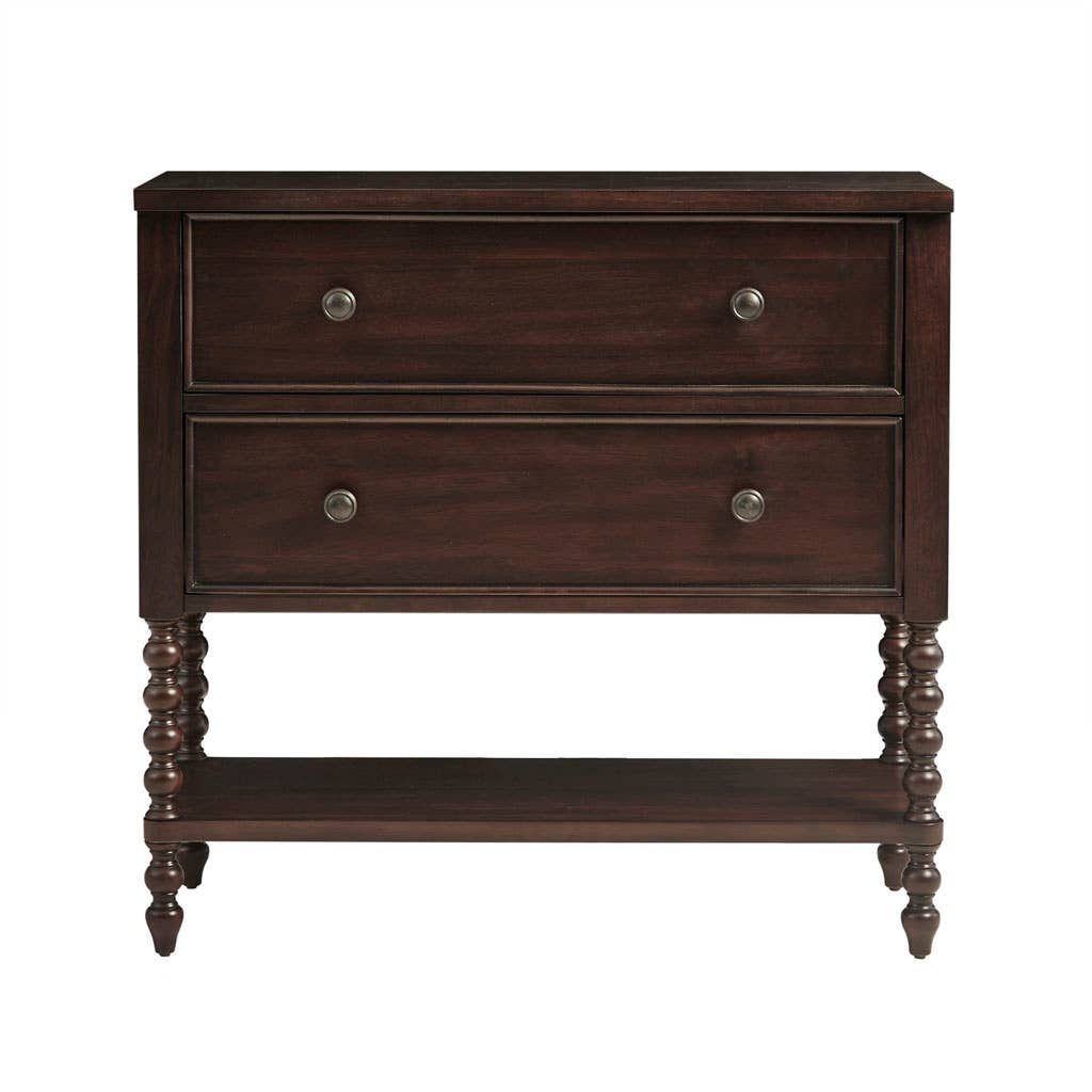 Olliix - Wholesale Cabinet - 2-Drawer Storage Accent Chest w/ Turned Legs, Morocco Brown1