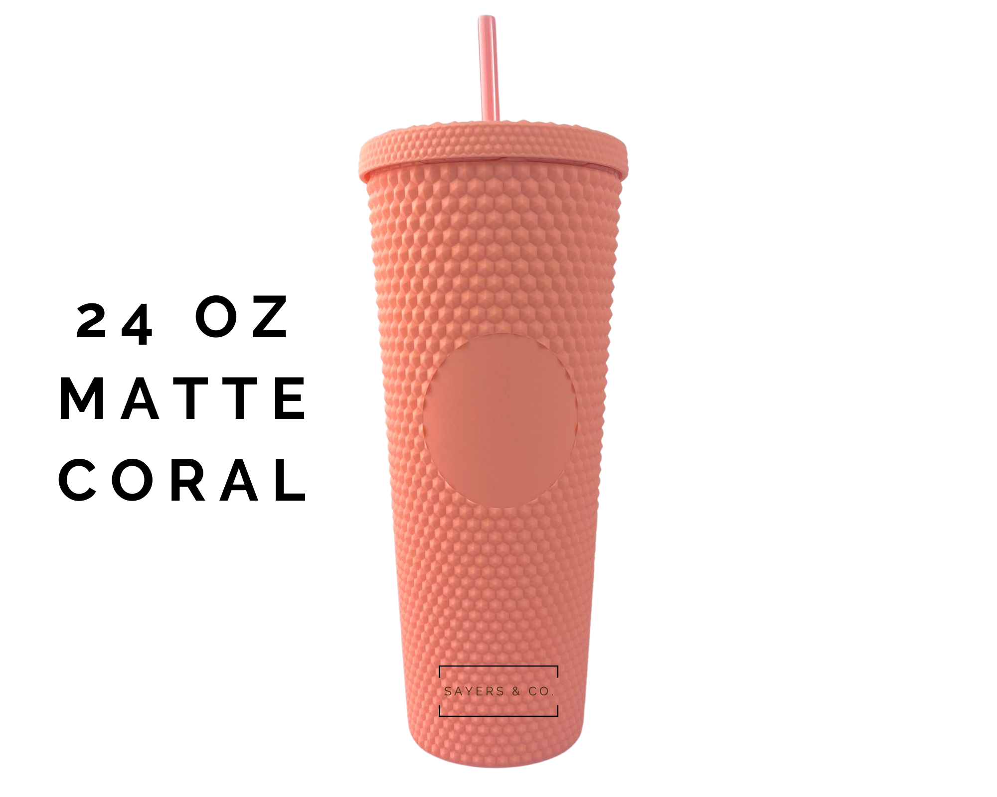 Sayers & Co. – wholesale Isolerade dryckesvaror – Custom Merry Mini dubbade 24oz skruv topp Tumbler, dubbelväggiga isolerad matt svart, matt korall, Sayers & Co., partihandel, Bulk45