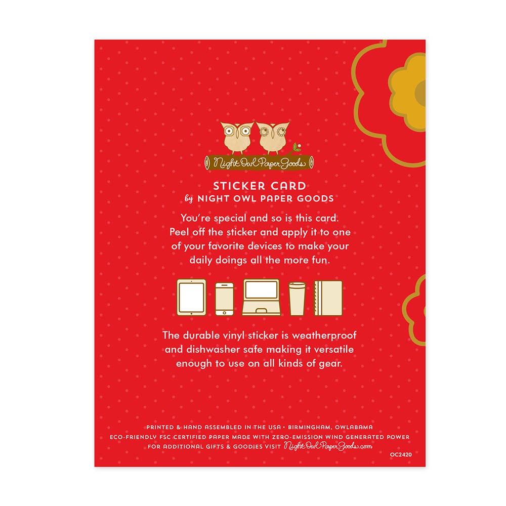 Night Owl Paper Goods - Vendita all'ingrosso Biglietti di auguri di buone feste - Biglietto natalizio adesivo con bradipo dolce1