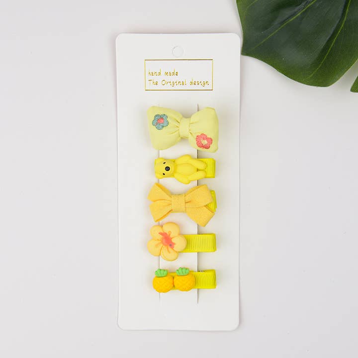 SoapElenGlen - Wholesale Hair Clip - Kids - 5Pcs Baby Toddler Cute Fully Lined Hair Clips
